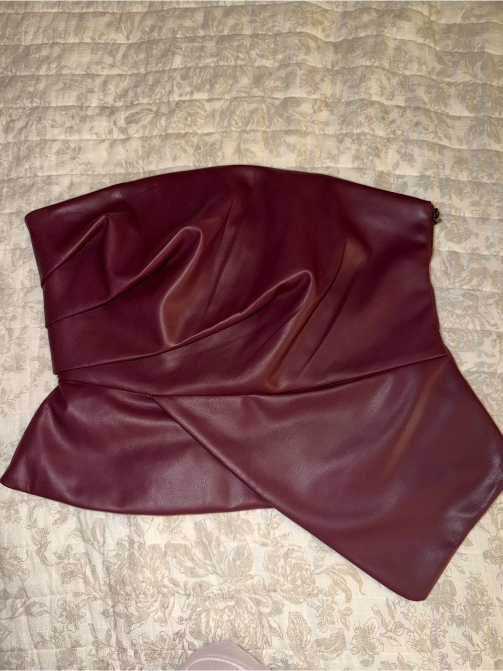 NWT White House Black Market Faux Leather Bustier in Burgundy